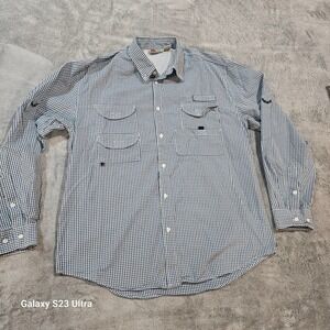 Field N Forest Long Sleeve Vented Shirt Size XLT Blue White, outdoors, fishing